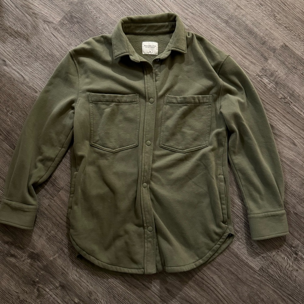 Abercrombie A&F women’s fleece shirt jacket green size medium